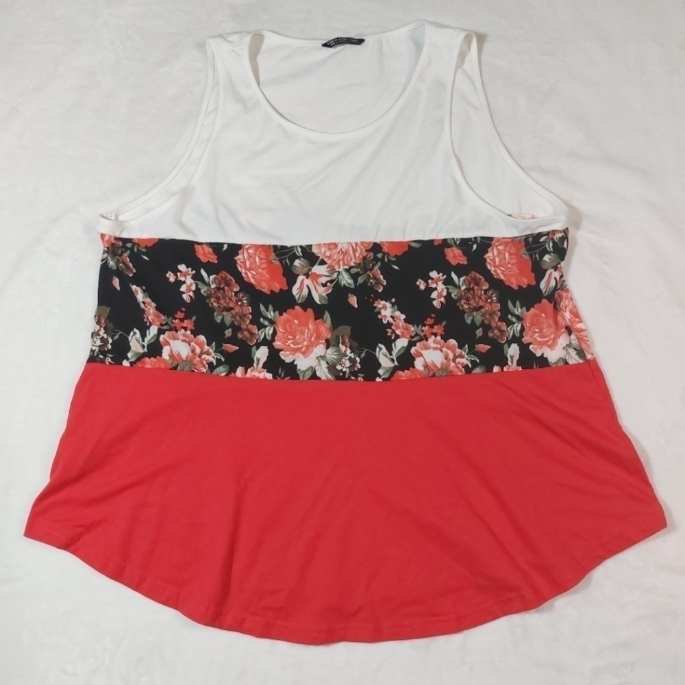 SHEIN CURVE FLORAL STRIPED TANK TOP SIZE 2XL